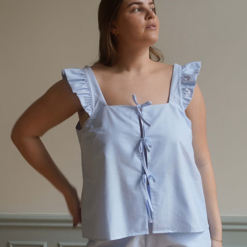 Djerf Avenue breezy blue tie top / midi skirt set 🩵